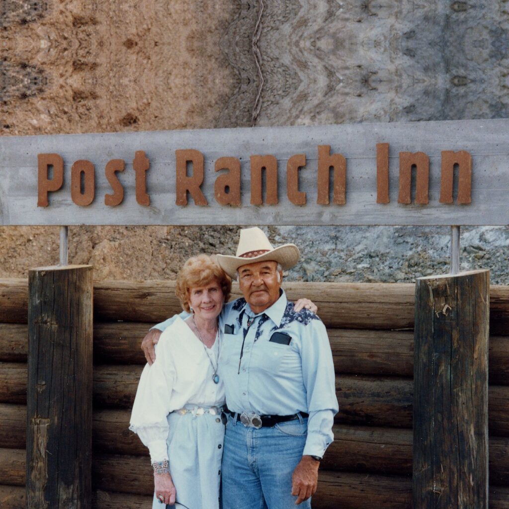 Historic photo of Luci and Billy Post at Post Ranch Inn opening in 1992