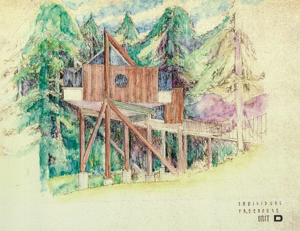 1987 illustration of Post Ranch Inn by Mickey Muennig