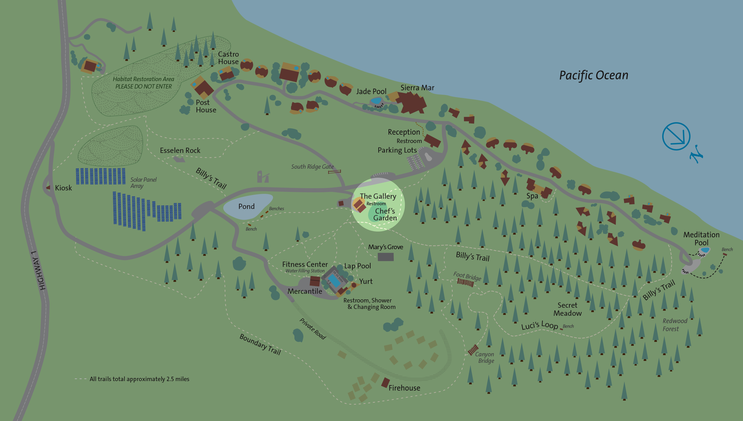 Location of the Gallery on the Post Ranch Inn map