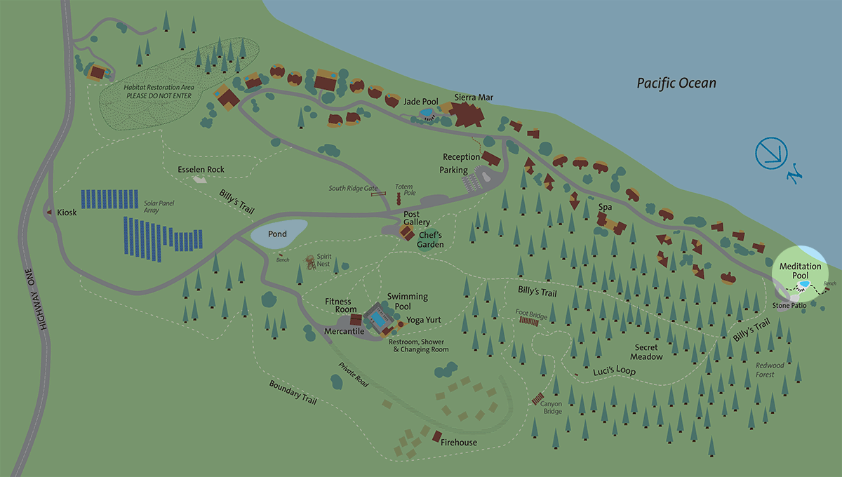 Meditation Pool location on Post Ranch Inn property map