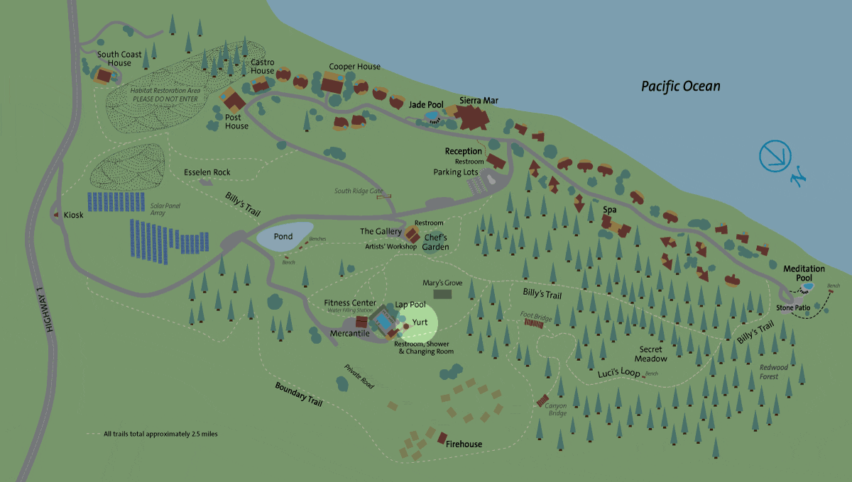 Yurt location on the Post Ranch Inn property map